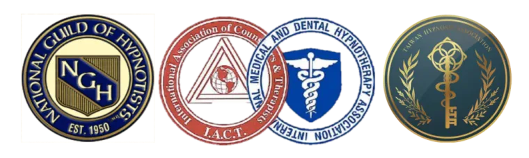 NGH、IACT、IMDHA 與台灣催眠協會的標誌